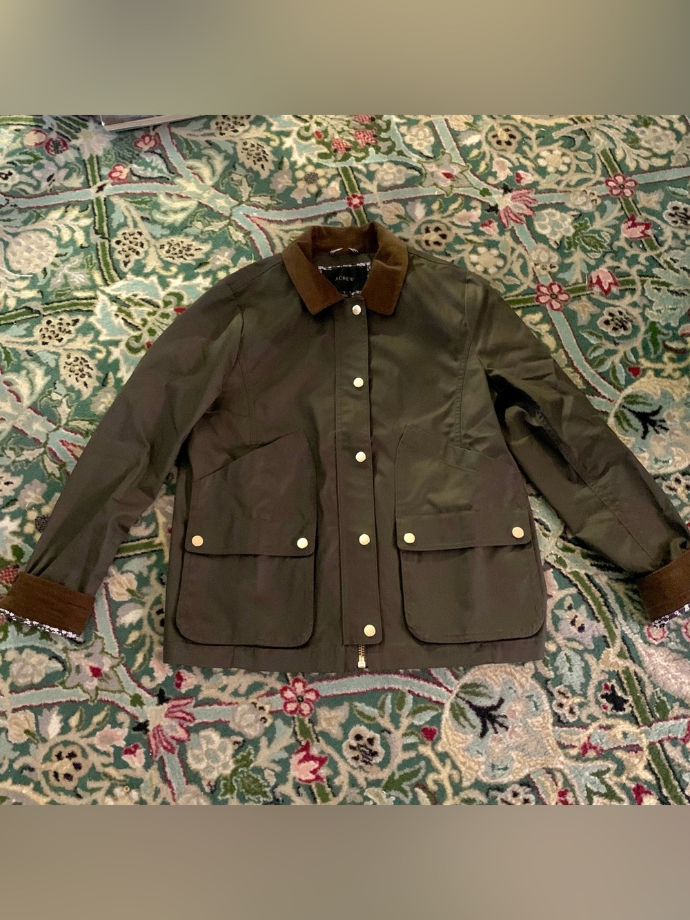 J CREW WAXED FIELD JACKET LIBERTY PRINT BROWN SMALL